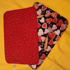 Handmade reversible Valentine's Day themed placemats
